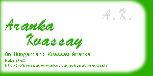 aranka kvassay business card